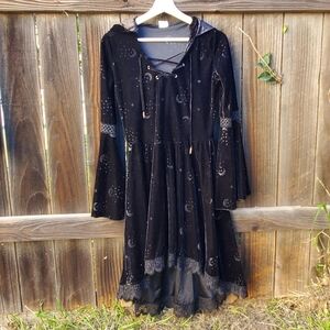 Black Velvet Hooded Dress
